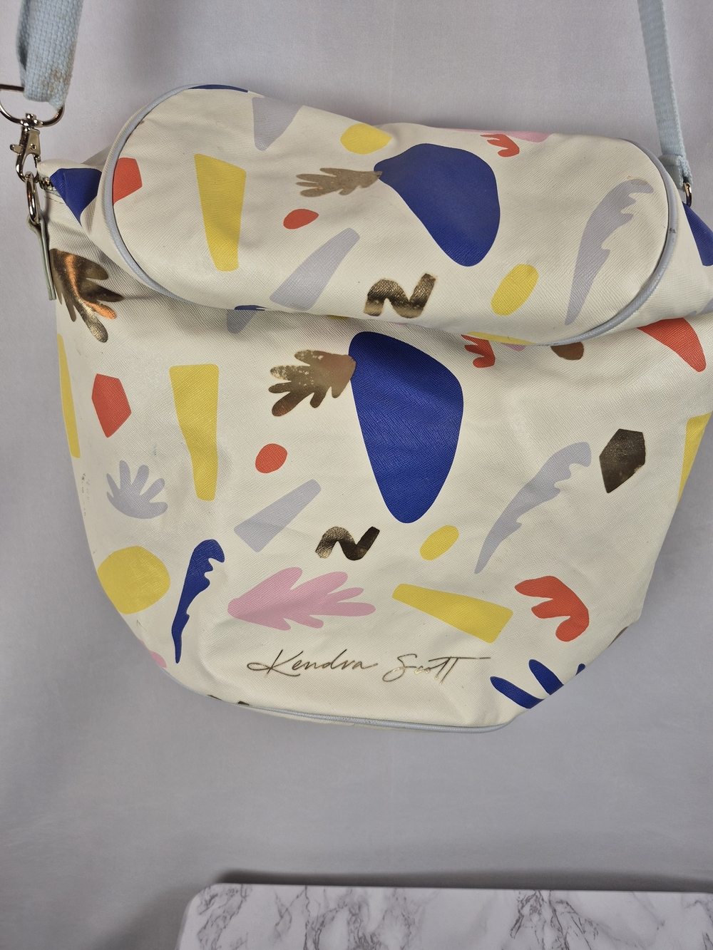Kendra Scott Cream Abstract Print Insulated Cooler Bag
